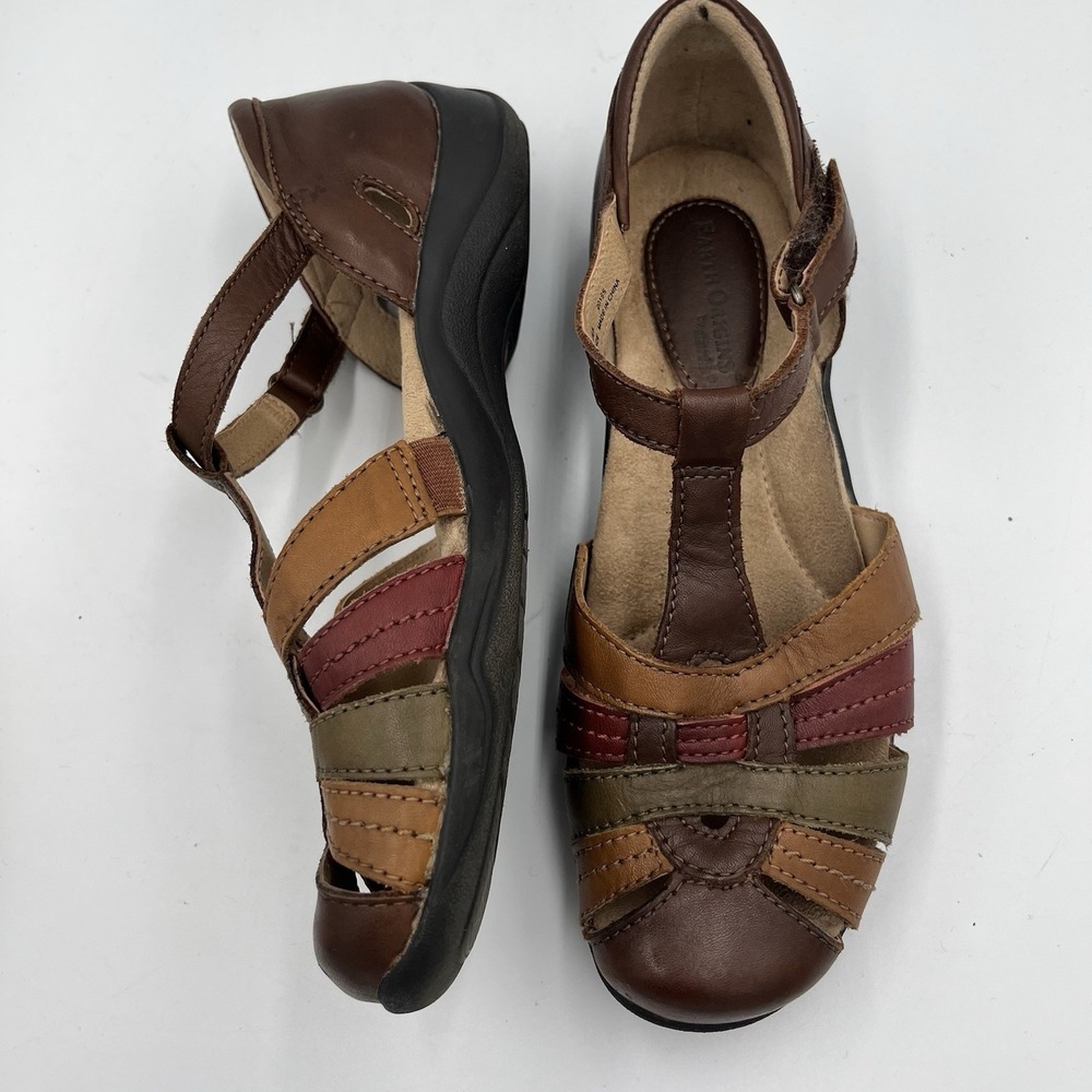 Earth Origins Sheila Sandals Women's 6M Multi Color Leather Low Wedge Gorp Core